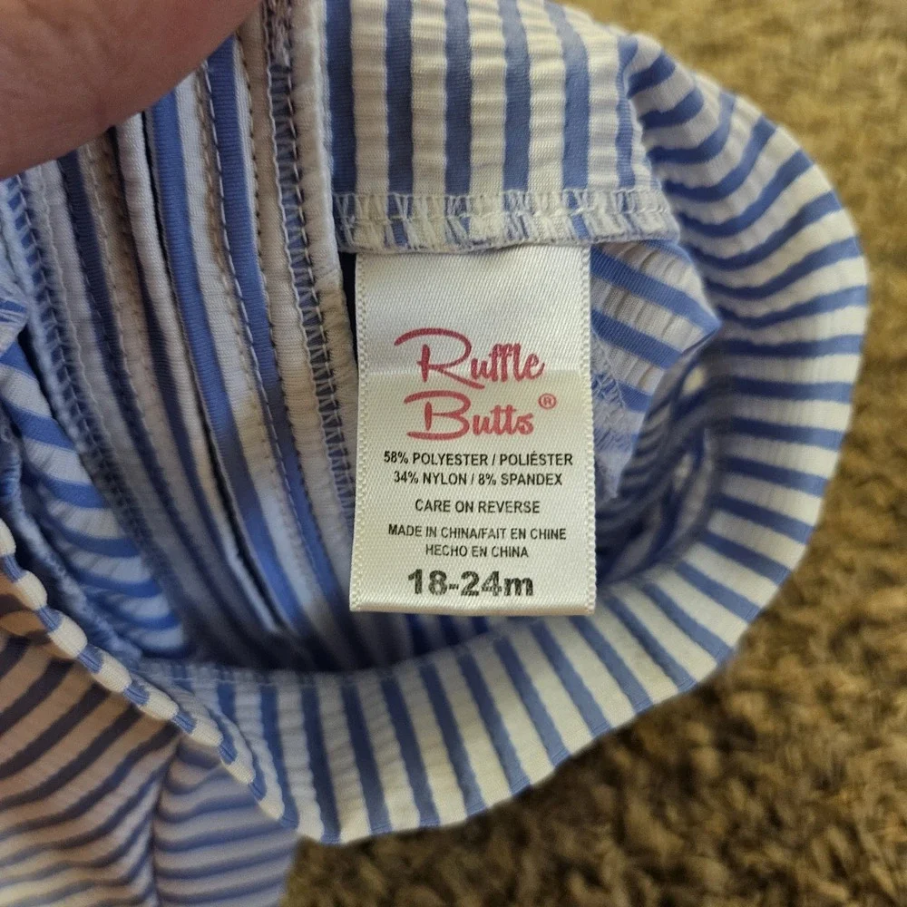 Ruffle Butts Girls Two-piece 2pc Swimsuit Seersucker Stripes Size 18-24 Months